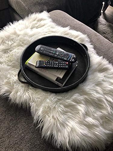 HofferRuffer Top Nocth PU Leather Round Serving Tray, Decorative Serving Tray - Image 2