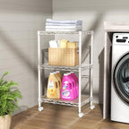 SINGAYE 3 Shelves Storage Shelf Wire Shelving Unit Metal Adjustable Wheels - Image 7