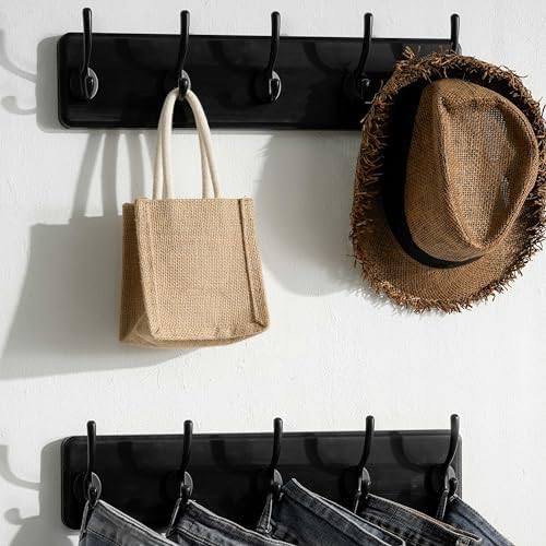 SKOLOO Rustic Coat Rack Wall Mount, 5 Hooks, 17 Inch, Solid Wood - Image 4