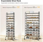 STO STO Expandable Shoe Rack, 10-Tier Metal Tall Shoe Rack - Image 4