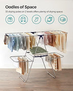 SONGMICS Clothes Drying Rack, Foldable 2-Level Stee Laundry Drying Rack - Image 4