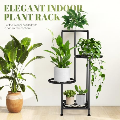 4 Tier Plant Stand Indoor Outdoor, Metal Shelf Holder Corner Black - Image 5