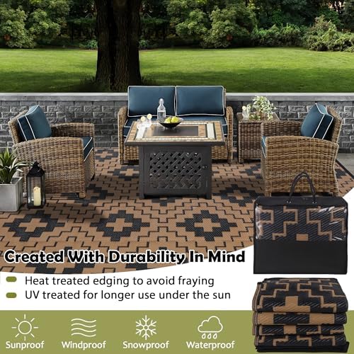 SAND MINE Waterproof Outdoor Rug 6x9 ft, Reversible Plastic Straw Area Rug - Image 4