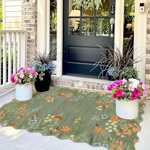 Sage Green Floral Entry Rug - Image 3