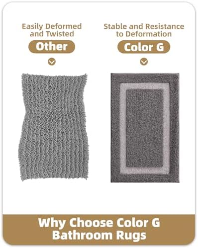 Color&Geometry Gray Bathroom Rugs 36x24, Extra Soft Absorbent Microfiber Bath - Image 5