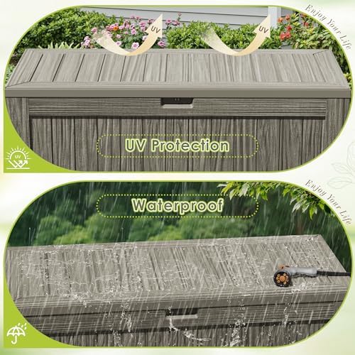 Devoko 125 Gallon Outdoor Storage Box, Waterproof Resin Deck Box - Image 5