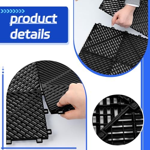 Barydat 24 Pcs 12x12 Garage Floor Tiles Interlocking Drainage - Image 4