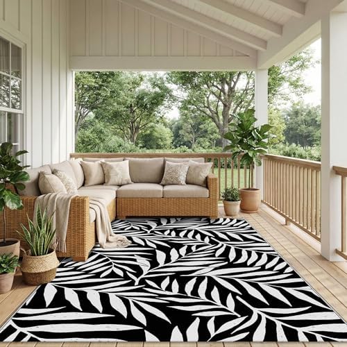 Smiry Outdoor Rug 5x8 ft Waterproof Reversible Leaf Mat - Image 6