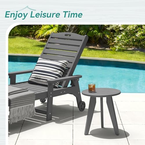 HDPS Outdoor Side Table, Small Round End Table - Image 2