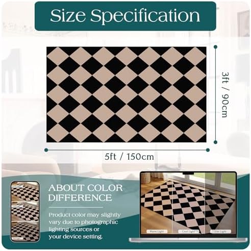 Black Tan Checkered Entry Rug - Image 2