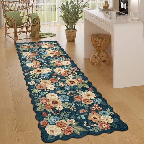 DUKINO 2x6 Runner Rug, Floral Washable Rug by DUKINO