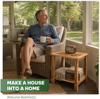 Acacia Wood Adirondack Side Table, 2-Tier Outdoor End Table - Image 3