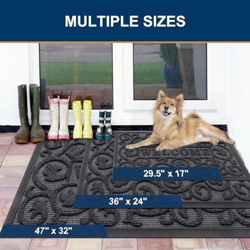 Smiry Front Door Mat Outside Entrance, Low Profile Rubber Doormat - Image 2