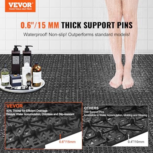 VEVOR Interlocking Tile 55PCS Black, Drainage Tiles 12" x 12" Splicing - Image 2