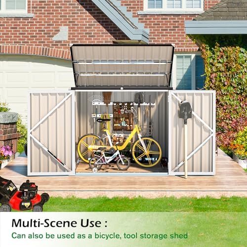 AECOJOY Outdoor Trash Can Storage Shed, 46 Cu.Ft Metal Garbage Bin Enclosure - Image 4