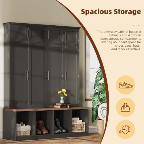 HRVEOCEI 4-in-1 Hall Tree with Storage Bench Shoe Organizer/Shelves - Image 4