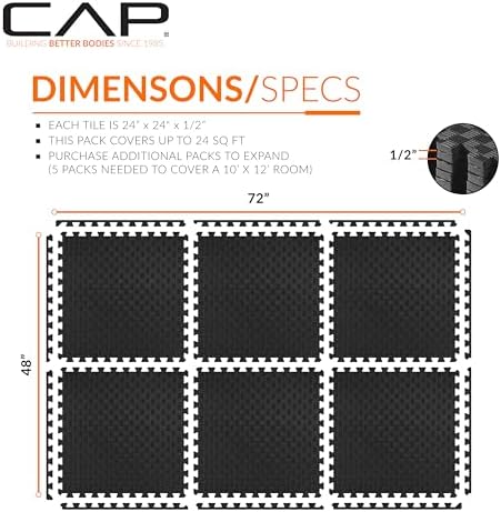 CAP Puzzle Exercise Mats | 1/2” Thick EVA Interlocking Foam Tiles - Image 4