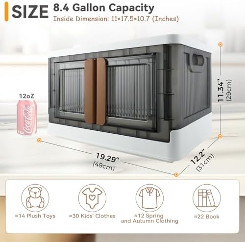 Storage Box, Cabinet with Lids, 8.4 Gallon Capacity, With Double Door and Lock - Image 2