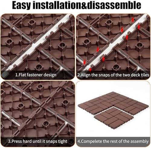 Plastic Interlocking Deck Tiles, 44 Pack, Non-Slip Patio Floor Decking Tiles - Image 3