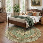 RELEANY Washable Area Rug, Round 7ft, Brick/Brown/Green - Image 2