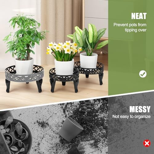 Cast Iron Plant Stand Indoor Outdoor, 3 Pack Metal Flower Pot Stand - Image 3