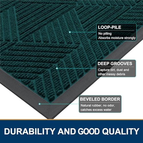 Smiry Front Door Mat Outside Entrance, Low Profile Rubber Doormat - Image 4