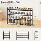 STO STO Expandable Shoe Rack, 3-Tier Metal Small Shoe Rack - Image 3