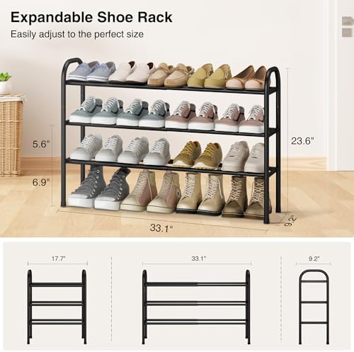 STO STO Expandable Shoe Rack, 3-Tier Metal Small Shoe Rack - Image 3