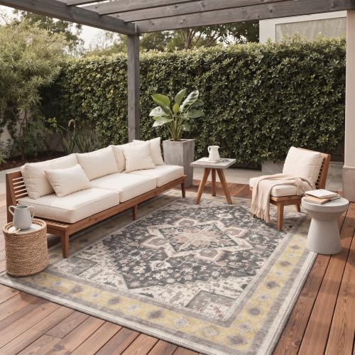 GENIMO 9x12 Outdoor Rug, Washable Quick Dry - Image 3
