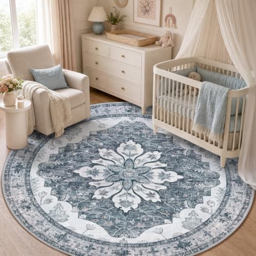 RELEANY Washable Area Rug, Round 5ft by RELEANY