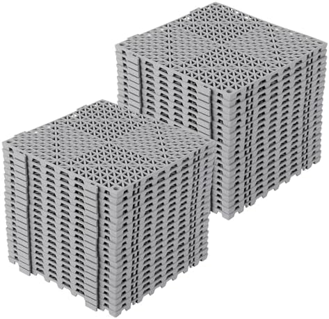 50-Pack Interlocking Drain Floor Tiles, Modular Cushioned Rubber Flooring - Image 2