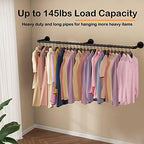 Wall Mounted Clothes Rack, 52.6in Industrial Pipe Clothing Rack - Image 5