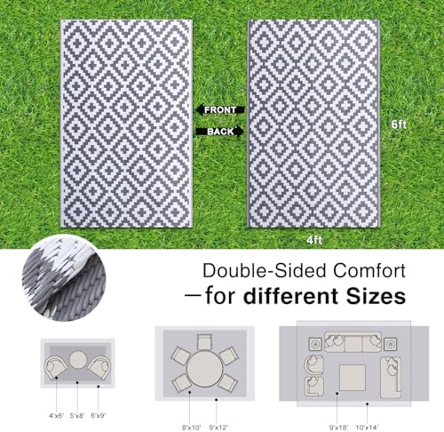 OLANLY Outdoor Rug 4x6 ft Waterproof Reversible Mat - Image 2