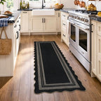 LIVEBOX Scalloped 2x6 Kitchen Runner Rug, Easy Jute Black Rugs - Image 2