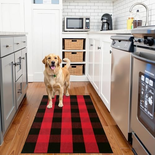 OLANLY Fall Door Mat, Buffalo Plaid Rug - Image 3