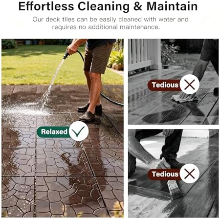 Interlocking Deck Tiles Outdoor Waterproof 44 Pack, Plastic Snap Together Patio - Image 7