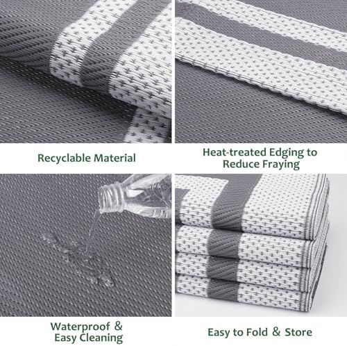HappyTrends Outdoor Rug Portable Plastic Straw Camping Rugs - Image 4