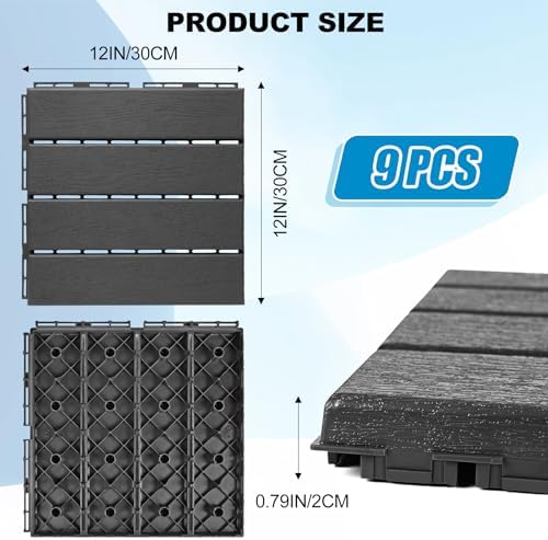 ToLanbbt Plastic Interlocking Deck Tiles 9 Pack 12"x12" Waterproof Indoor - Image 2