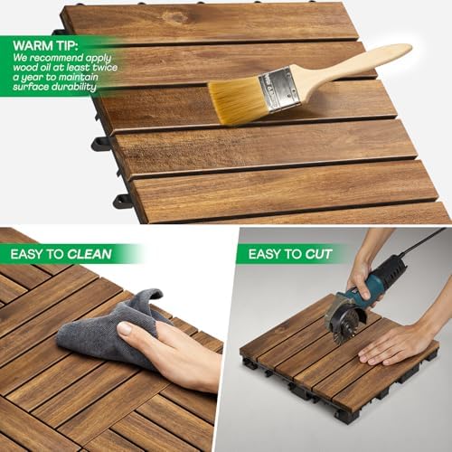 IDZO Interlocking Acacia Deck Tiles 9.6 SQFT - Image 5