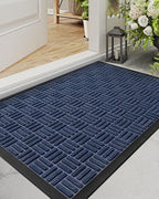 DEXI Front Door Mat Outside Entrance 24x36 Rubber Entry Doormat Maze Blue - Image 2
