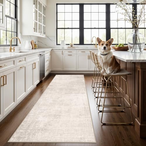 Hallway 3x8 Washable Runner Rug: Abstract Stain Resistant Entryway Kitchen Area by HYHAOYUNLAI