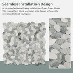 Pebble Tile, Ocean Green Sliced Pebble Stone Backspalsh Tiles, 4 Sheets - Image 5