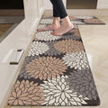 HEBE Kitchen Mats for Floor, Floral Anti Fatigue Kitchen Rugs Set of 2 by HEBE