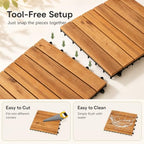 Goplus 27-Pack Acacia Wood Interlocking Deck Tiles - Image 7