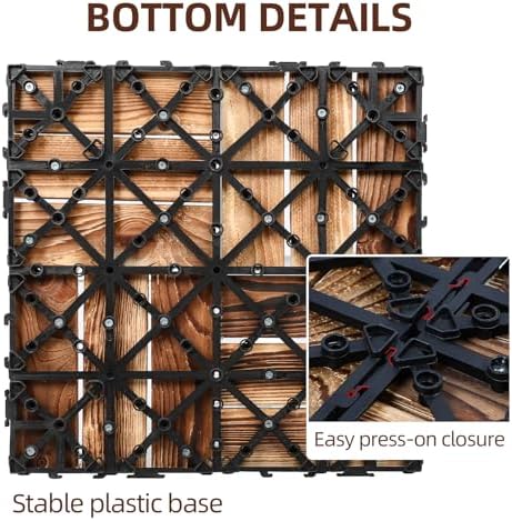 FAHKNS 20 PCS Acacia Wood Interlocking Deck Tiles - Image 3