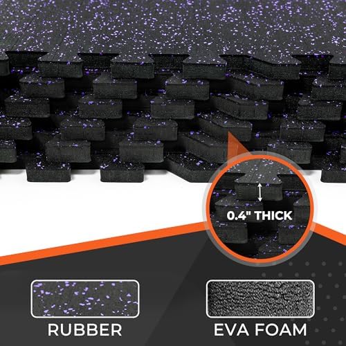 SUPERJARE 0.4'' Thick 24 Pcs 96 Sq Ft Rubber Top Exercise Equipment Mats - Image 5