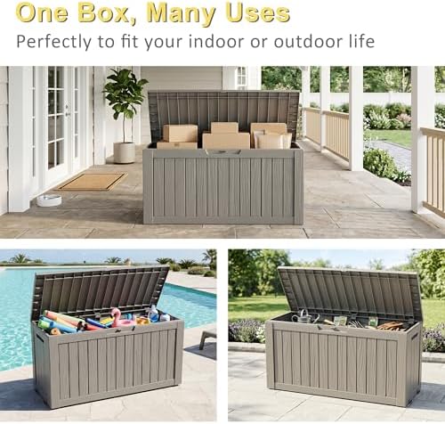 140 Gallon Outdoor Storage Box, Deck Box Waterproof, Toy Storage Bin - Image 4