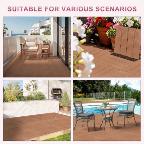 Plastic Interlocking Deck Tiles 12 Pack, 12in Waterproof Patio Flooring - Image 7
