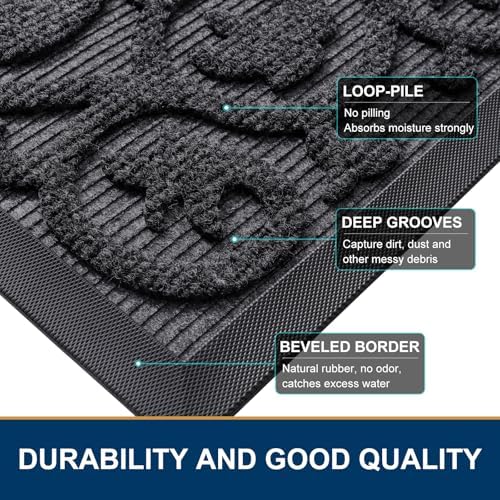 Smiry Front Door Mat Outside Entrance, Low Profile Rubber Doormat - Image 4