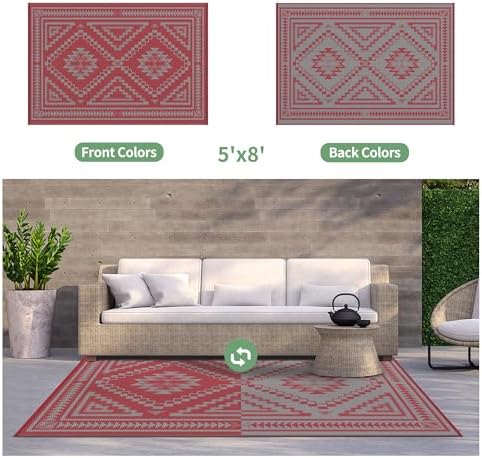 GENIMO Outdoor Rug, Waterproof Plastic Rugs - Image 4
